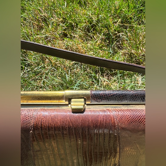 50s Vintage Brown Lizard Skin Purse - Picture 9 of 11